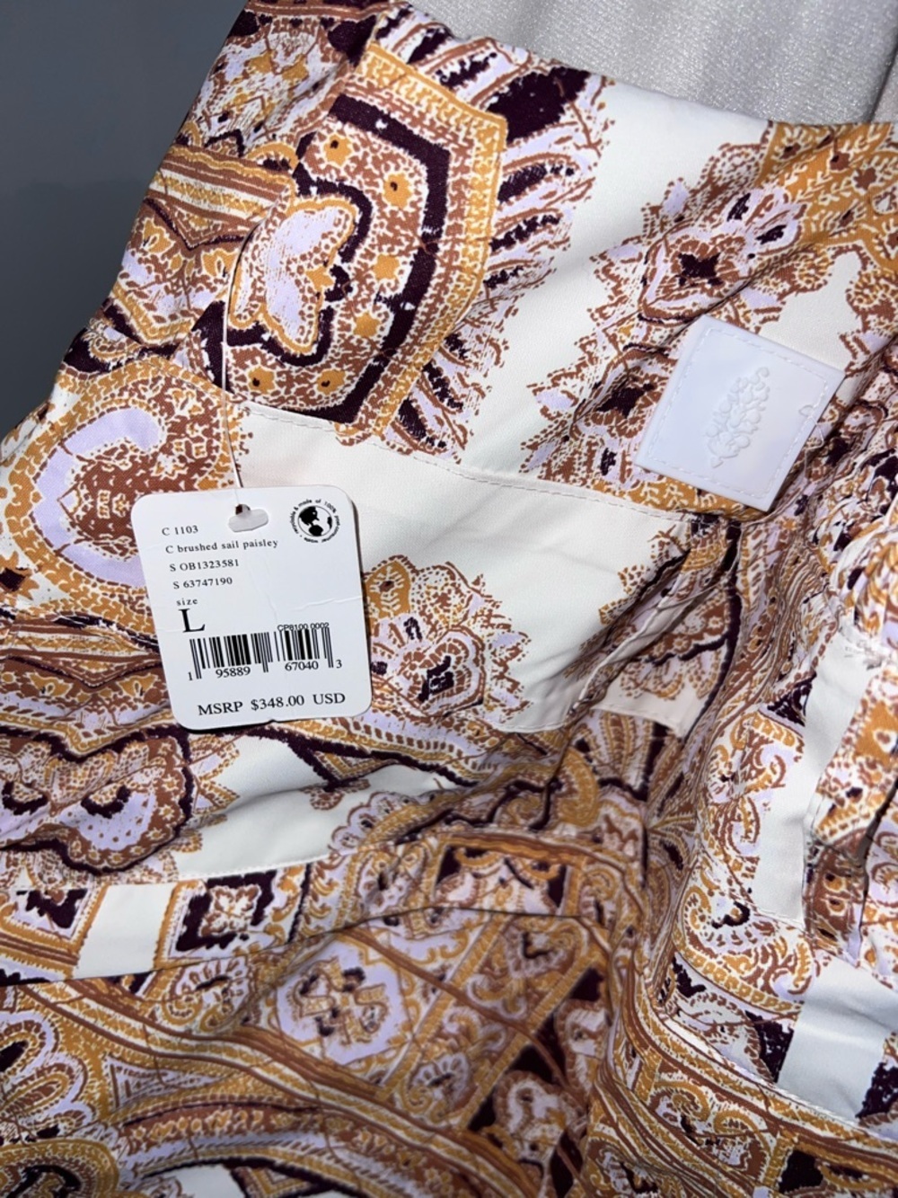 FP Movement by Free People Cream & Gold Paisley Zip-Front ski snow Overalls L - Picture 11 of 13
